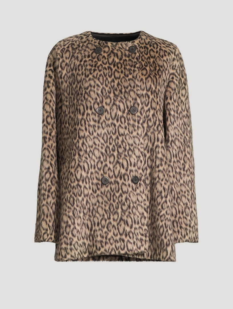 Double-Breasted Coat In Animal Print