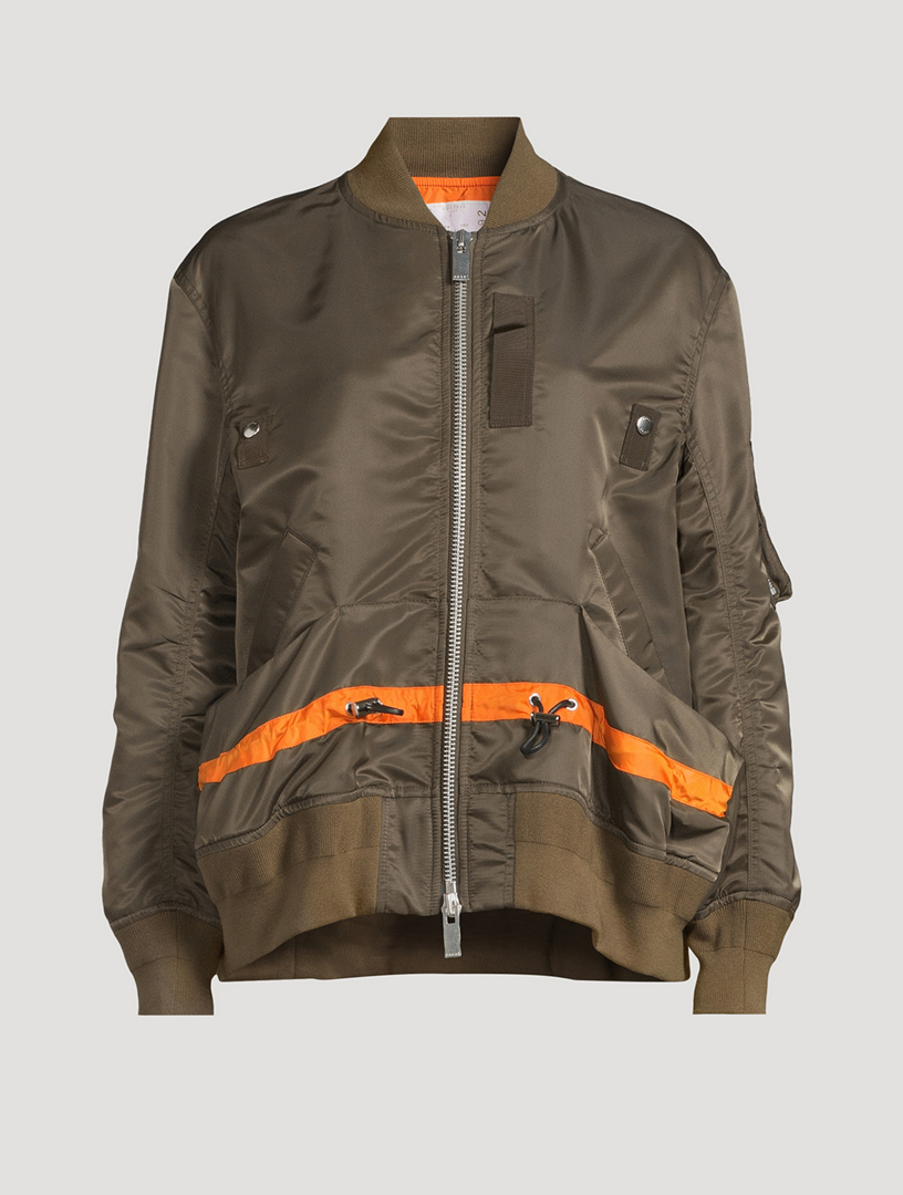 Drawstring Nylon Twill Bomber Jacket