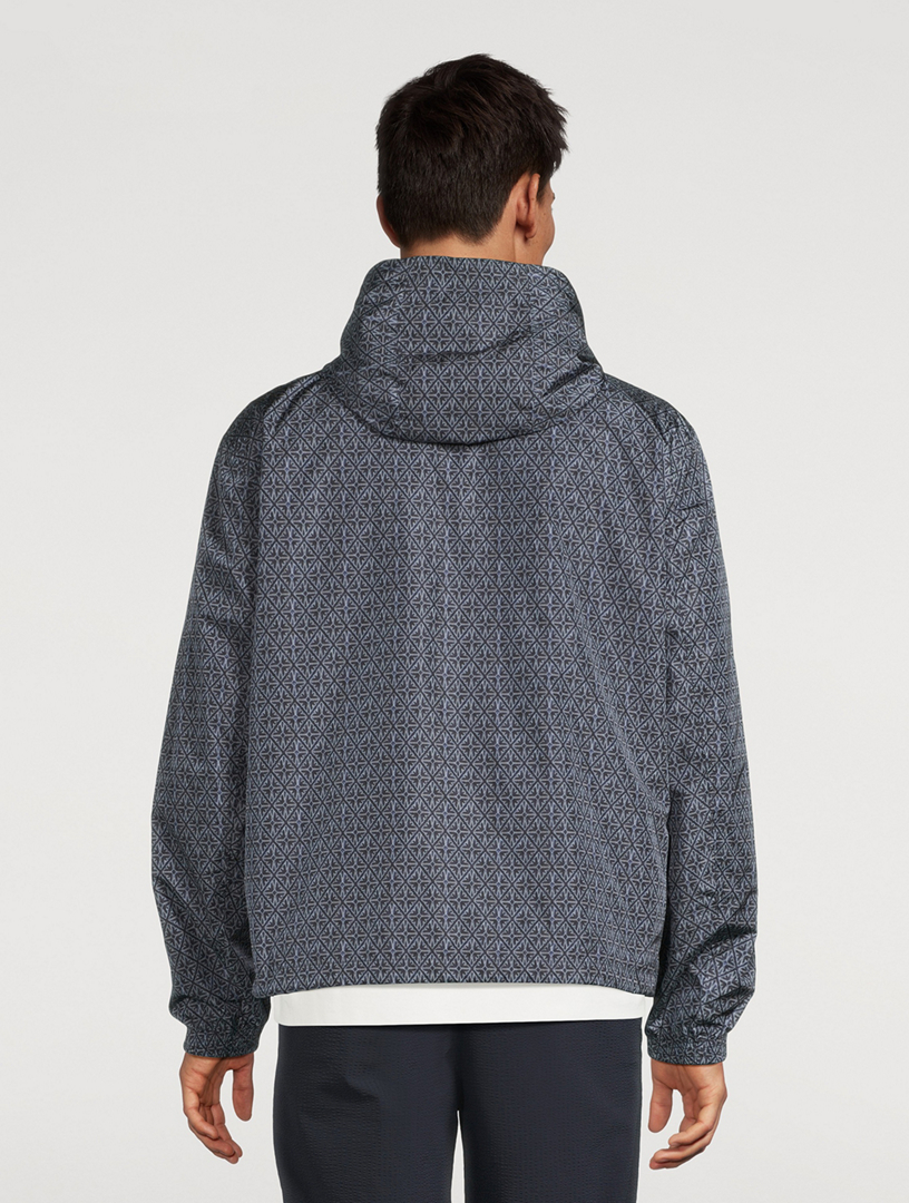 EMPORIO ARMANI Reversible Nylon Blouson Jacket In Majolica Print