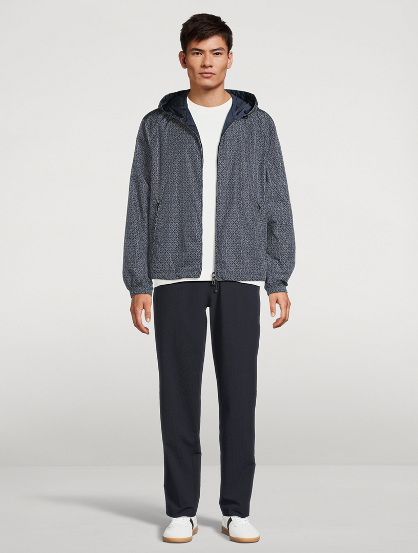 EMPORIO ARMANI Reversible Nylon Blouson Jacket In Majolica Print