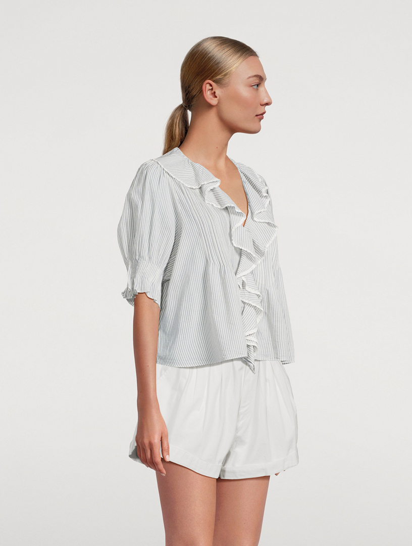 DOEN Henri Eyelet Voile Blouse In Stripe Print | Holt Renfrew