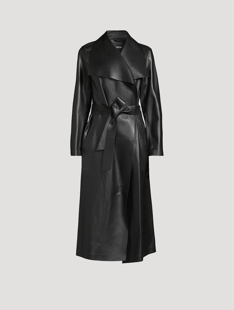 Mai Belted Leather Wrap Coat