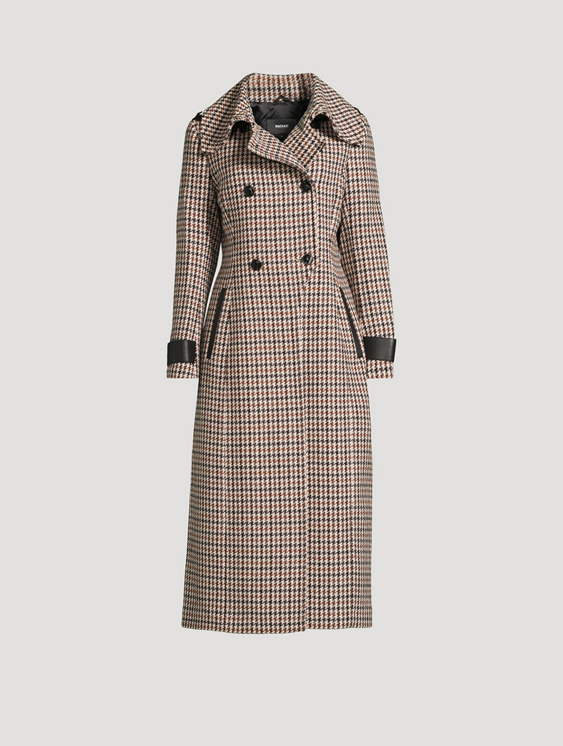 Elodie Double-Breasted Houndstooth Coat