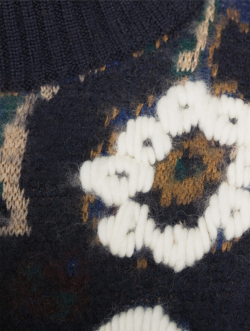 Floral Jacquard Knit Blouson Jacket