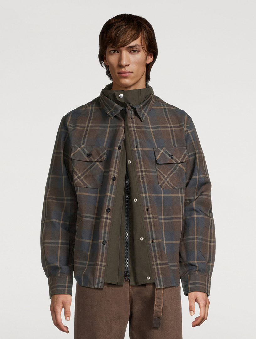 SACAI Layered Plaid Shirt Jacket | Holt Renfrew