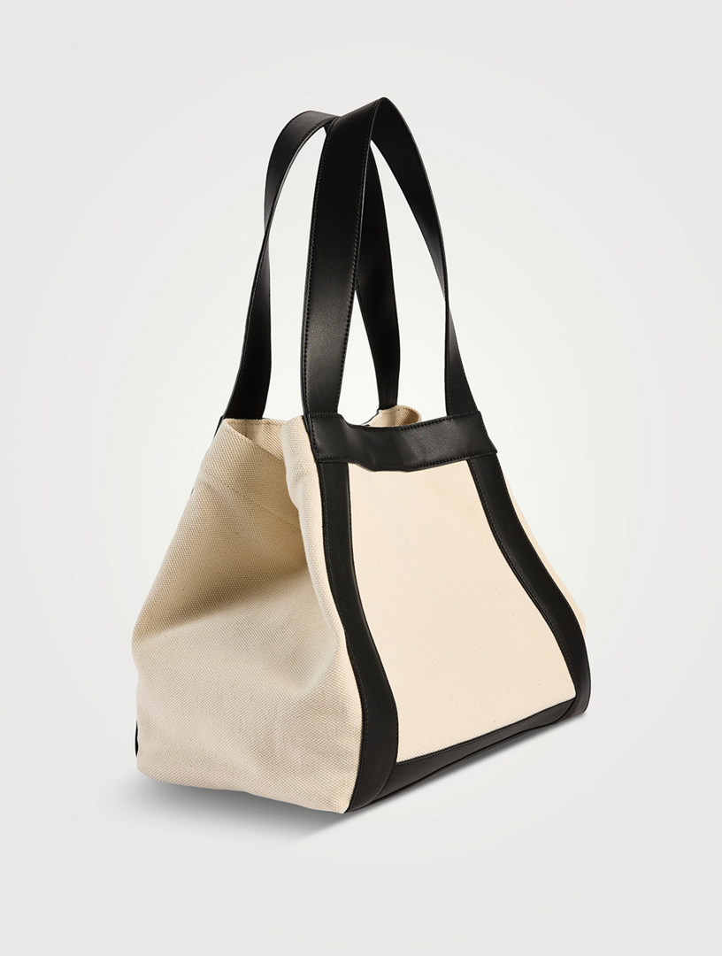 トートバッグ Anine Bing Cara Tote Bag - Cotton - Neutral ANINE BING Small Cara Tote - Natural Canvas With Black