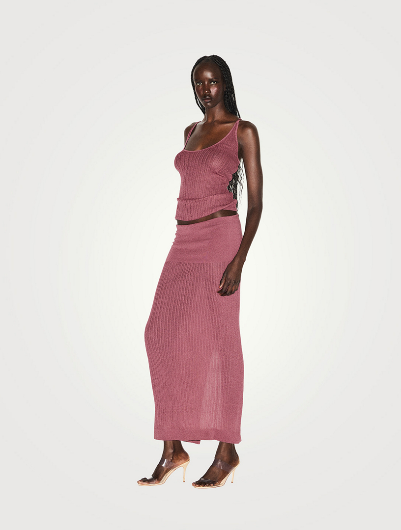 skims sheer knit plunge dress Skims Mesh Plunge Midi Dress | Raisin | Deep Neutral | Skims Body | S | Small