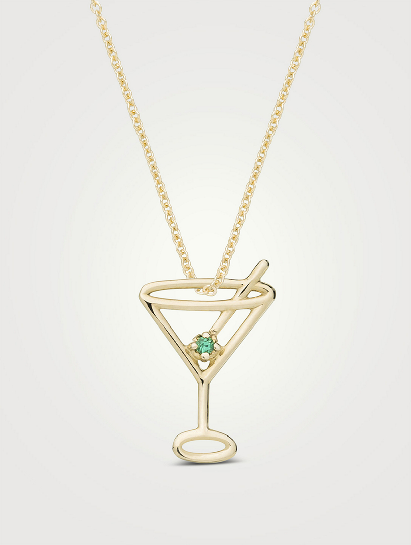 Pura 9K Gold Martini Esmeralda Pendant Necklace With Emerald