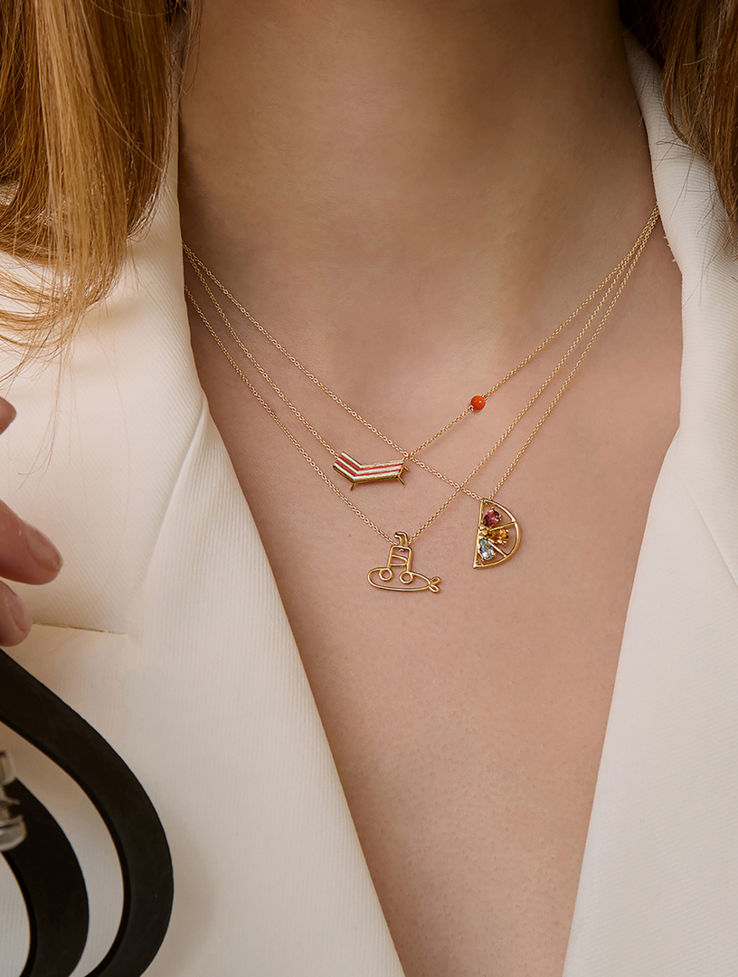 9K Gold Beach Chair Pendant Necklace