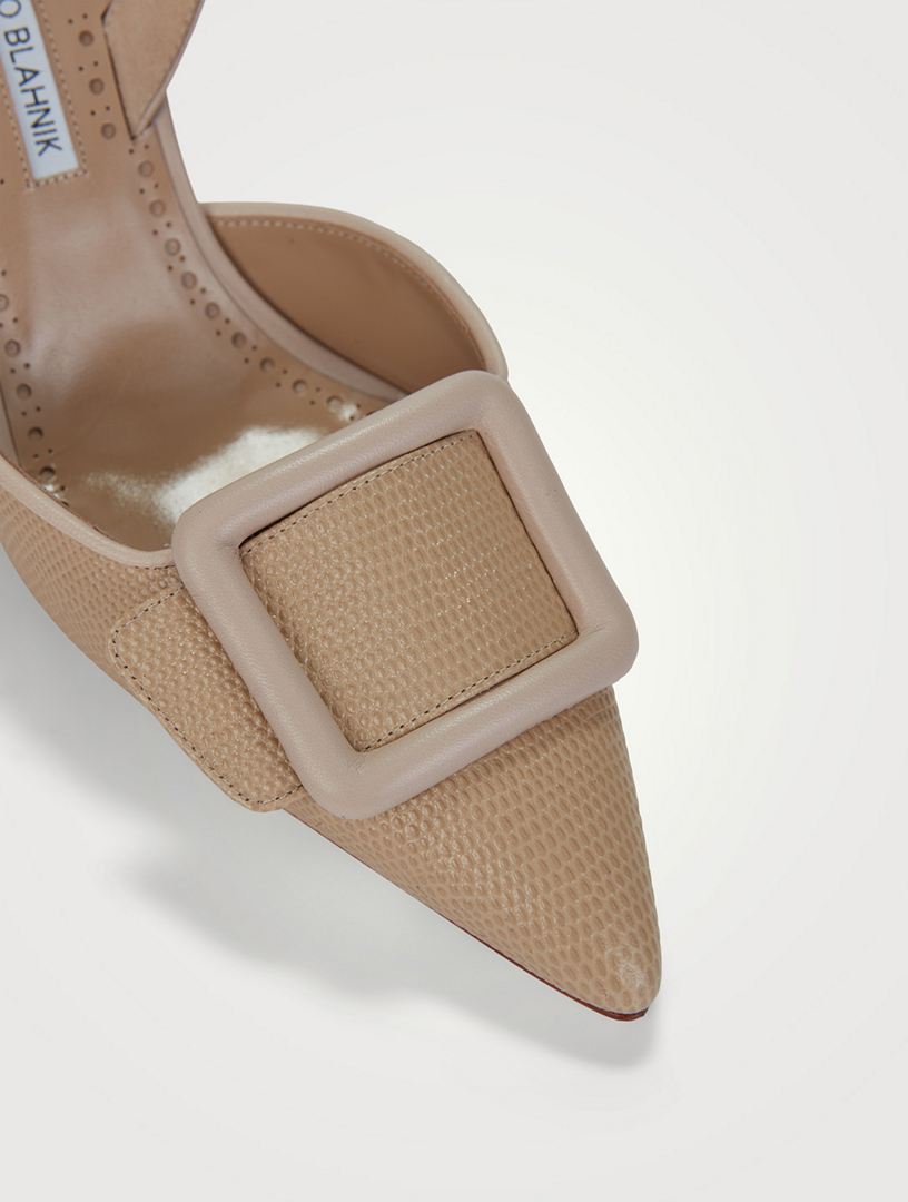 MANOLO BLAHNIK Mayslibi Embossed Leather Slingback Pumps | Holt