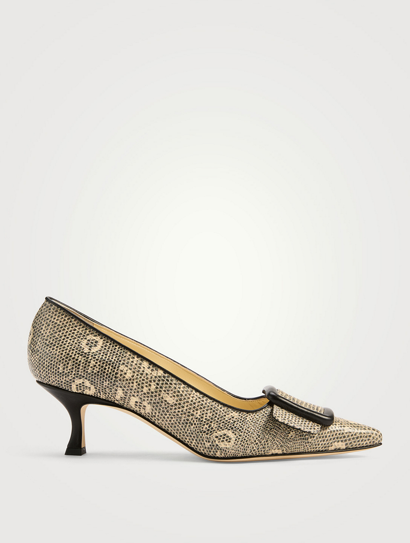 Maysalepump Lizard-Embossed Leather Pumps