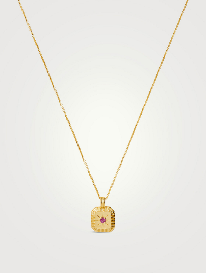 Engravable Pink Tourmaline October Birthstone Pendant Necklace