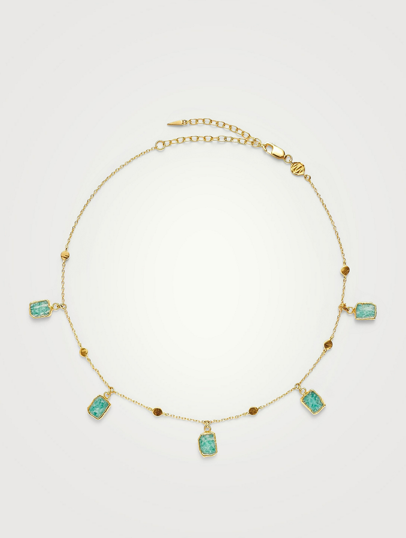Lena Charm Choker Necklace With Amazonite