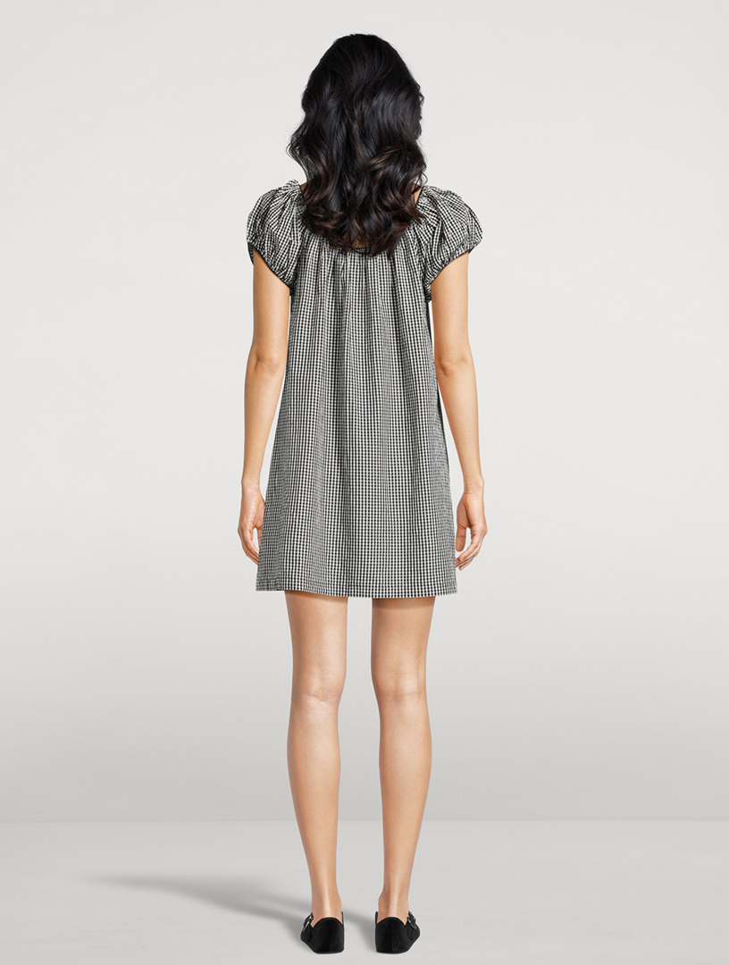 doen gingham mini dress Julia gingham cotton poplin minidress in black - Doen