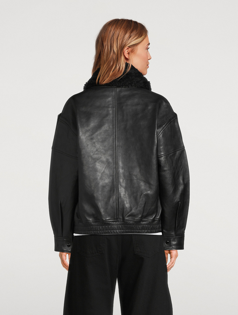 AGOLDE Avril Shearling-Trimmed Leather Jacket | Holt Renfrew