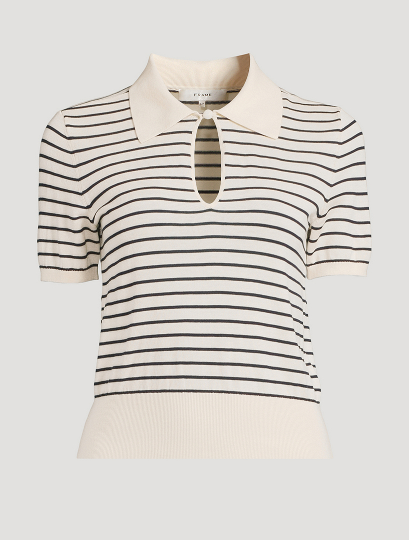 The Keyhole Stripe Jacquard Polo Shirt