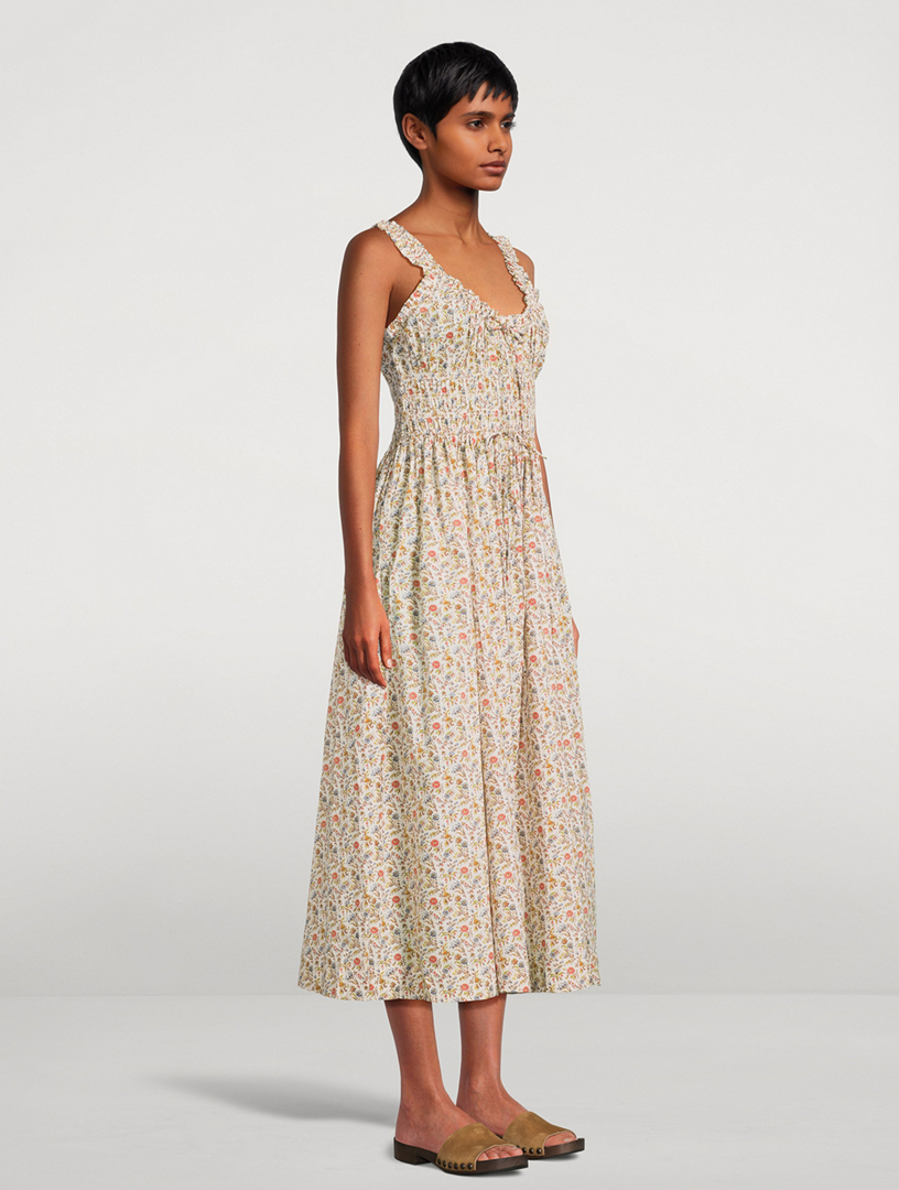 DOEN Emmaretta Midi Dress In Floral Print | Holt Renfrew