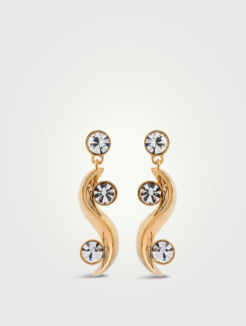 Boucles D'oreilles Oscar De La Renta - Cœurs Avec Cristaux Verts, Plaqué Or, Neuves Sans Boîte