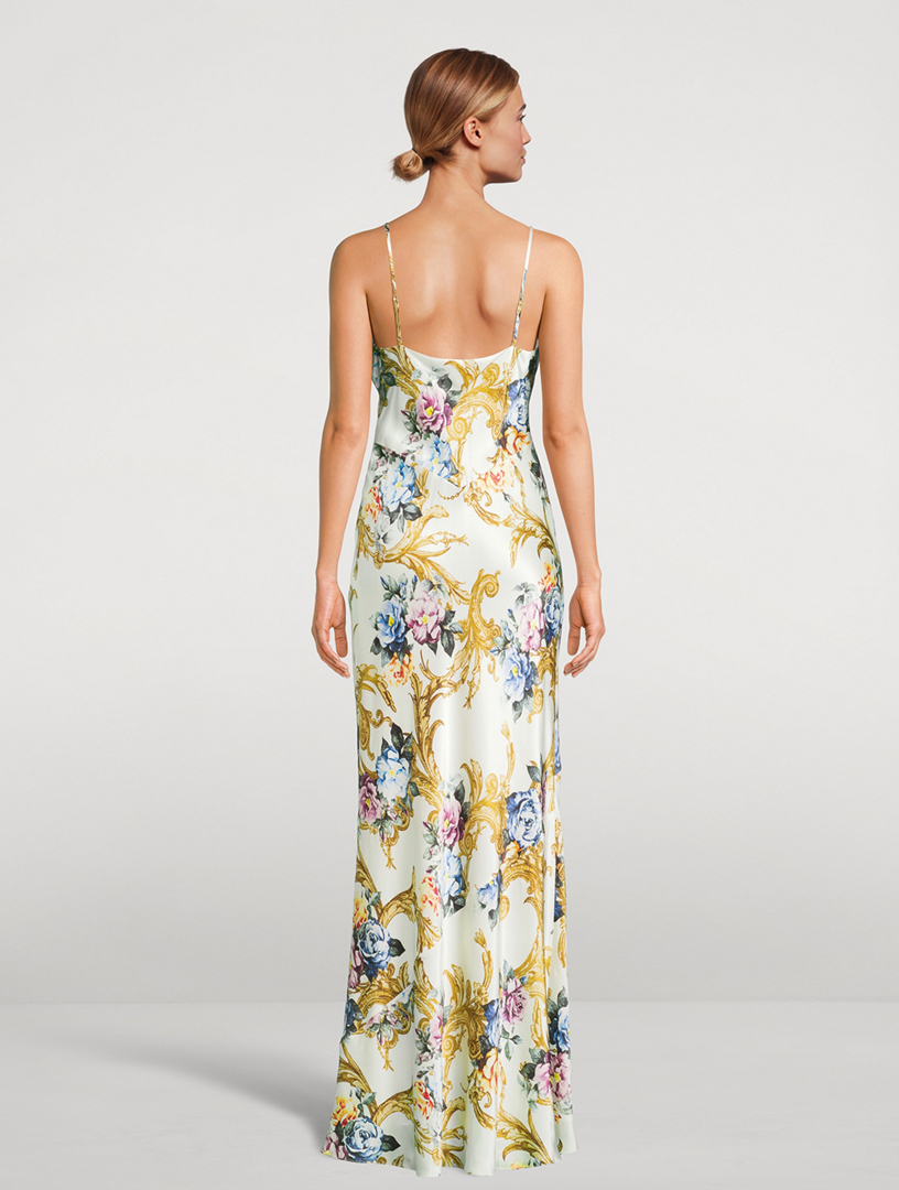 Serita Silk Maxi Dress Baroque Floral Print