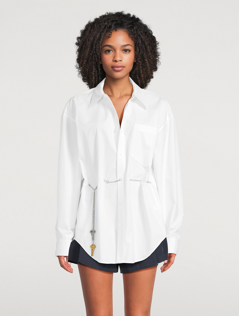 Chain-Trimmed Poplin Shirt