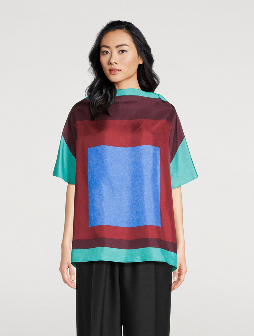 LOEWE LOEWE x Albers Printed Silk Scarf Top | Holt Renfrew