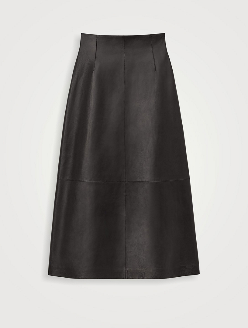 Jupe mi-longue en cuir