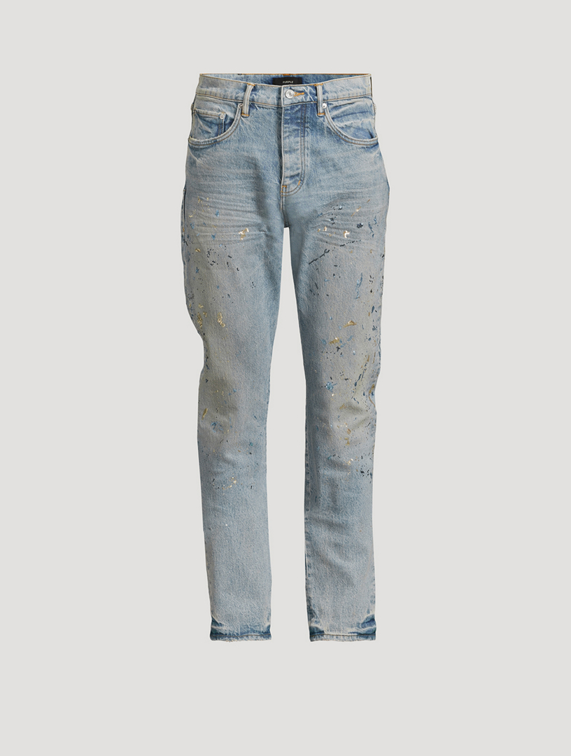 P005 Sequin Splatter Paint Slim Straight Jeans