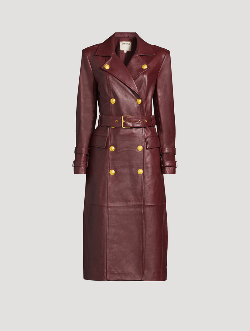 L'AGENCE Celine Leather Trench Coat | Holt Renfrew