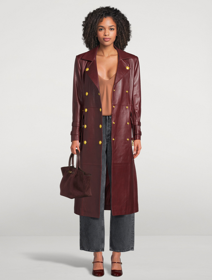 L'AGENCE Celine Leather Trench Coat | Holt Renfrew