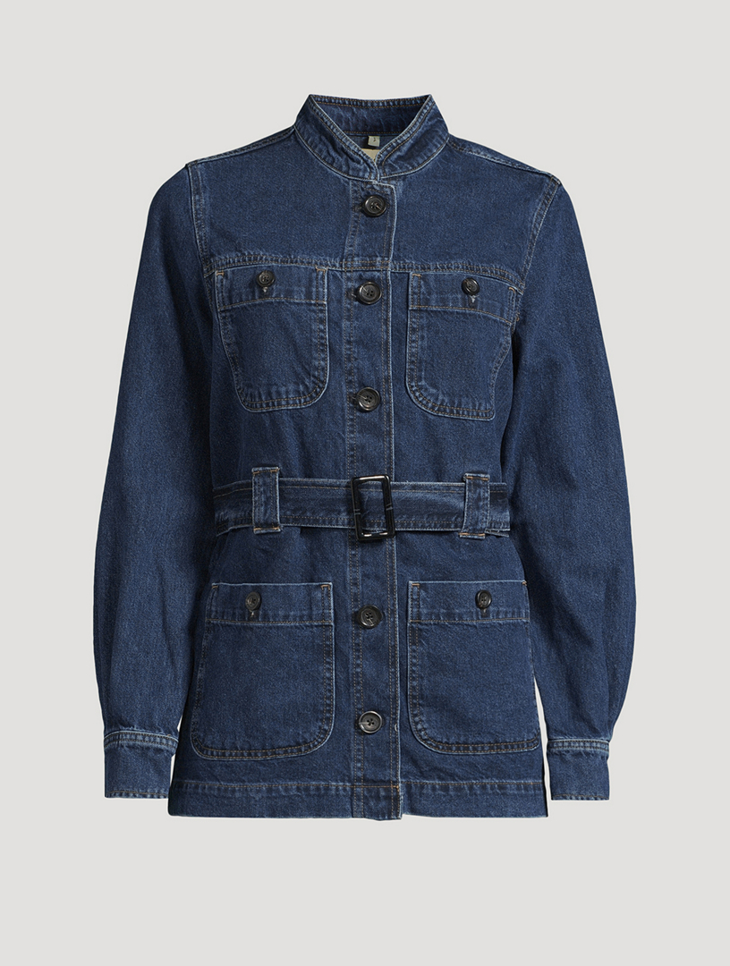 Veste en denim utilitaire à ceinture