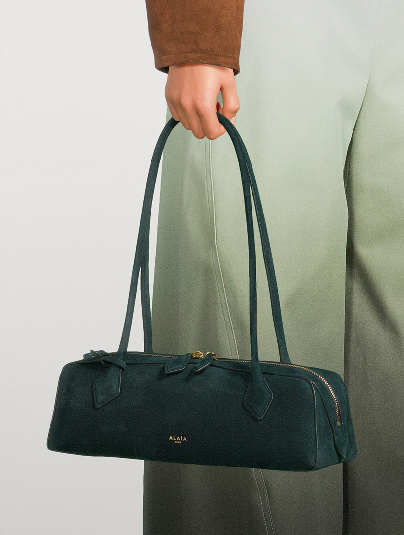 ALAÏA Medium Le Teckel Suede Shoulder Bag | Holt Renfrew