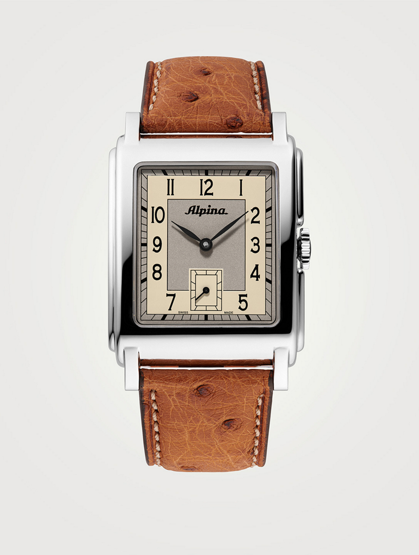 Alpiner Carrée Automatic 140 Years Stainless Steel Leather Strap Watch