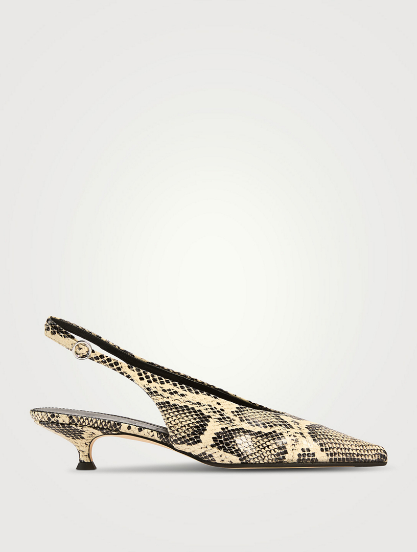 Camila Snake-Embossed Leather Slingback Pumps