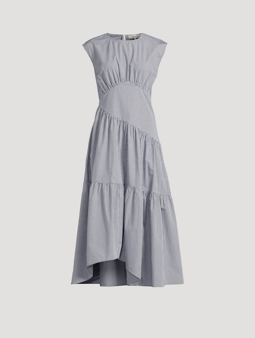 The Check Gathered Midi Dress