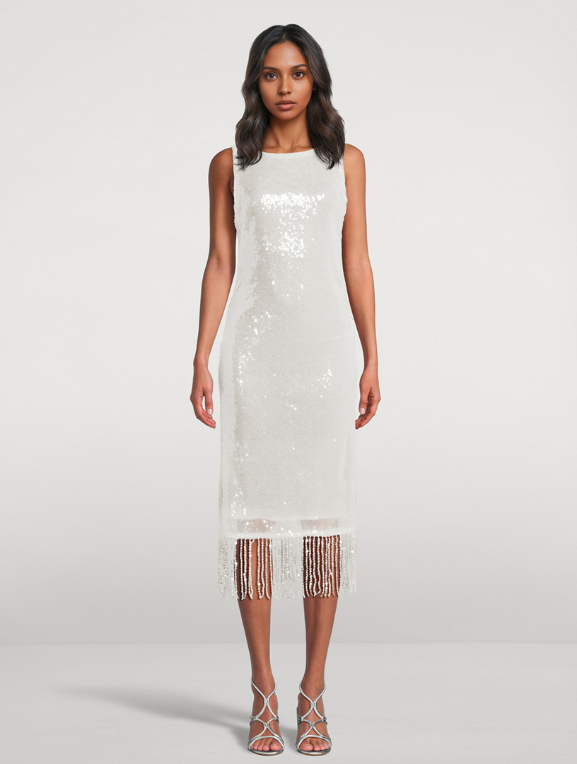 REFORMATION Cherra Sequin Fringe Midi Dress | Holt Renfrew