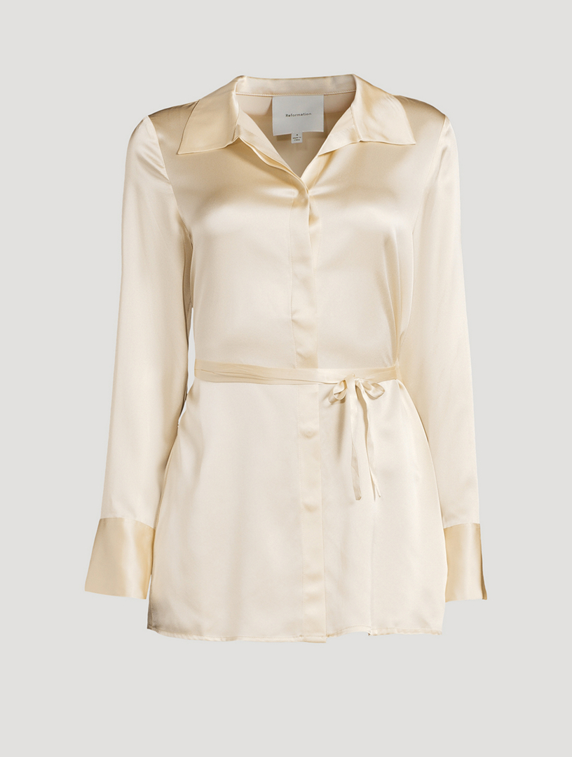 Chemisier en soie à ceinture Camilla