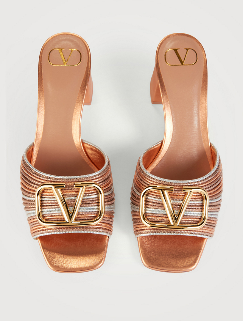 VALENTINO GARAVANI VLogo Metallic Leather Mules | Holt Renfrew