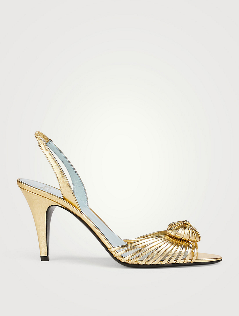 Royal Metallic Leather Slingback Sandals