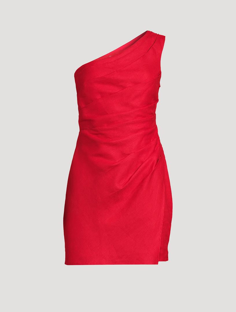 Ciro Linen One-Shoulder Mini Dress