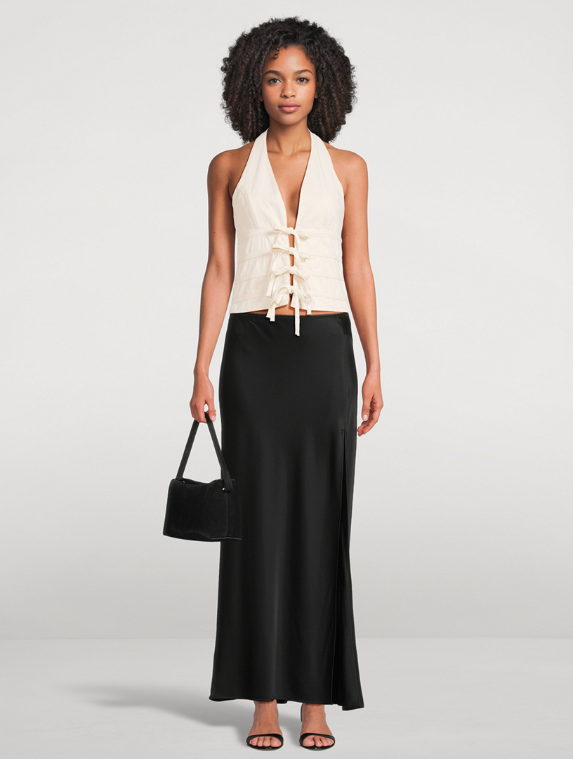 REFORMATION Layla Satin Maxi Skirt With Slit | Holt Renfrew