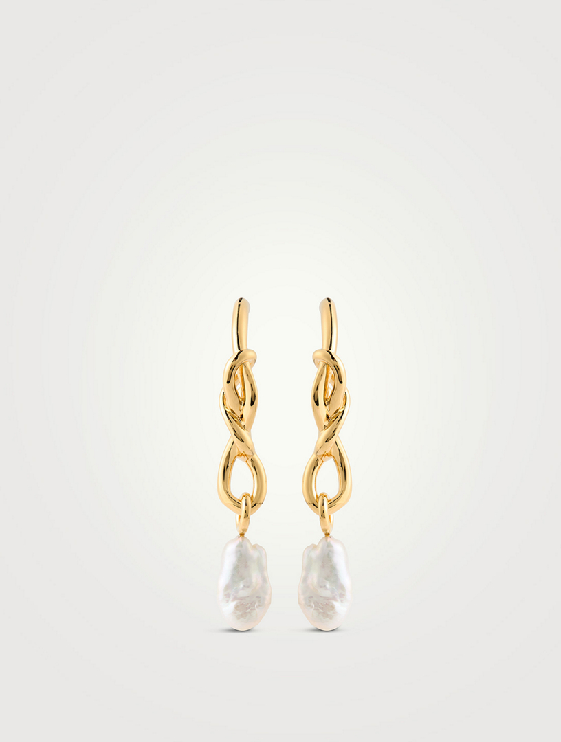 Molten Baroque Pearl Knot Drop Earrings