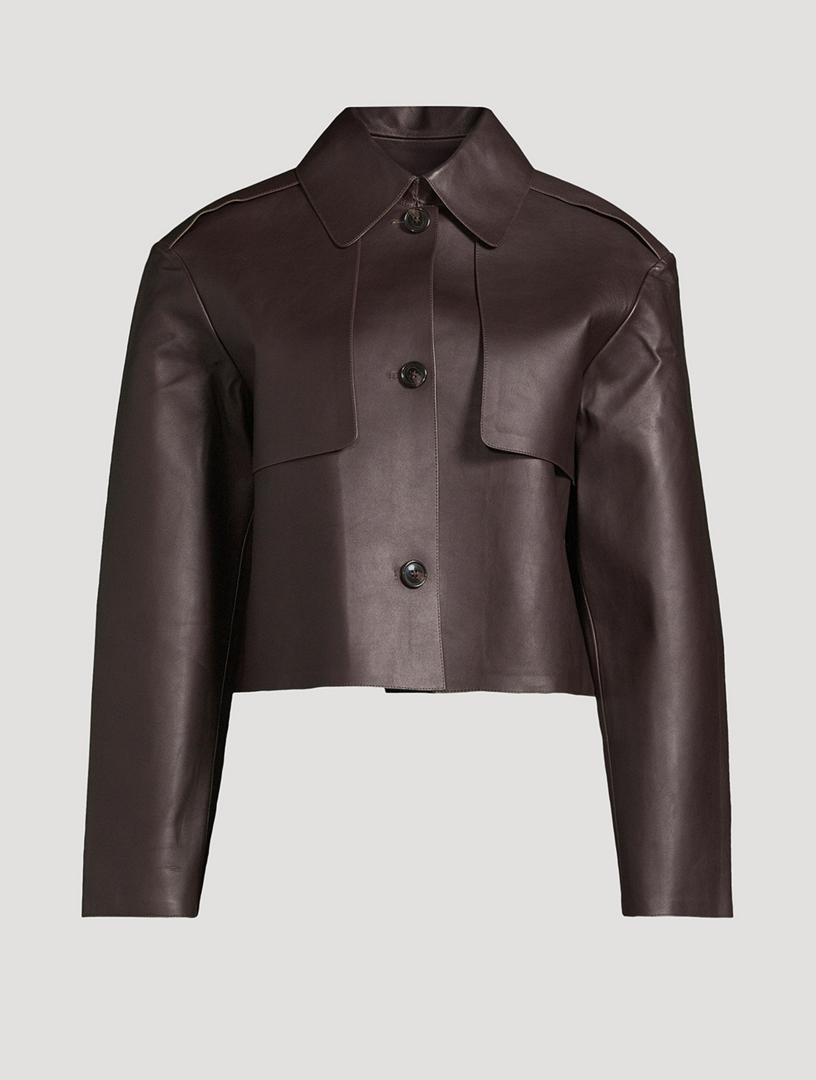 THEORY Cropped Leather Trench Coat | Holt Renfrew