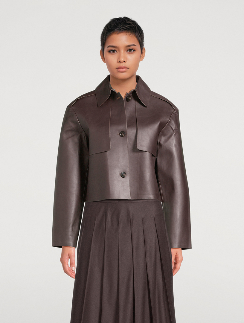 THEORY Cropped Leather Trench Coat | Holt Renfrew