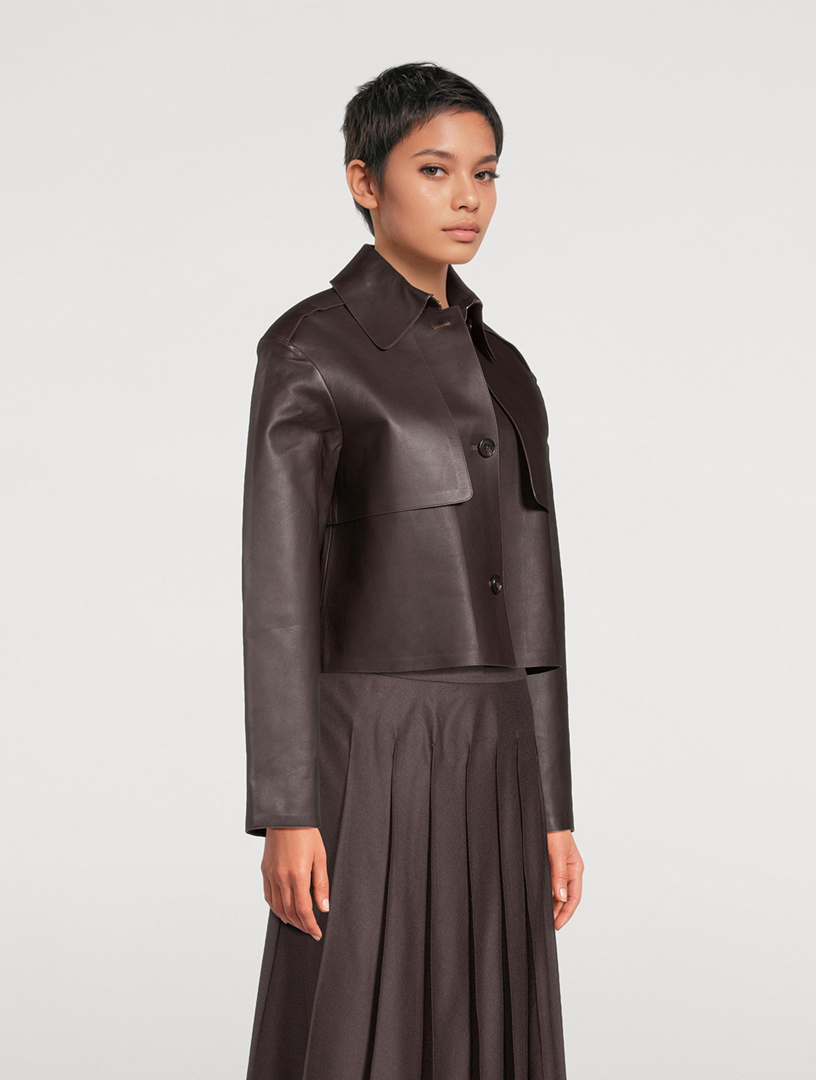 THEORY Cropped Leather Trench Coat | Holt Renfrew