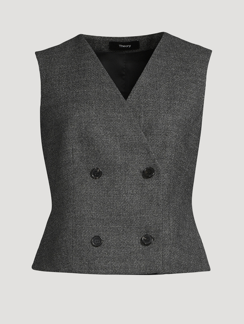 Shrunken Double-Breasted Wool Vest