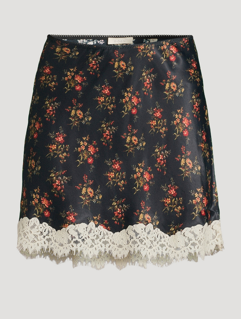 Giulietta Satin Mini Skirt In Floral Print