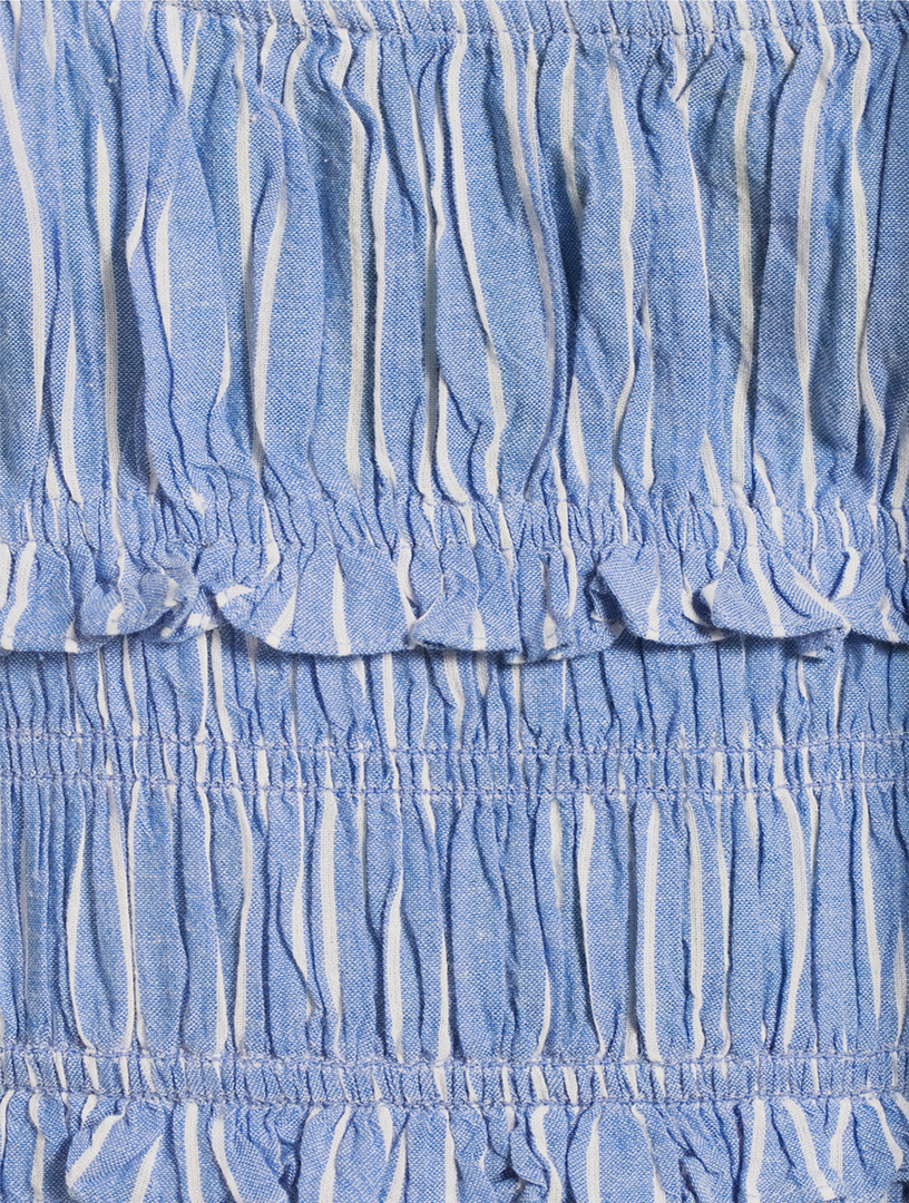 DOEN Marianne Smocked Midi Dress In Stripe Print | Holt Renfrew