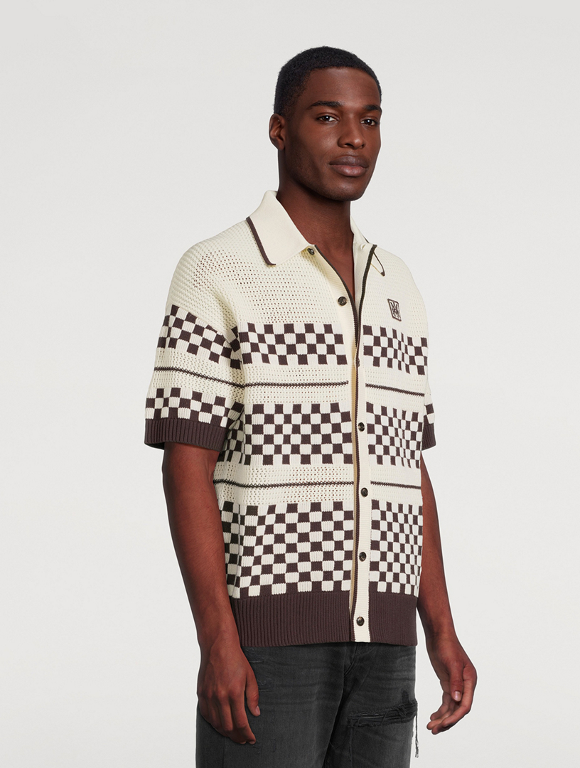 AMIRI Wool-Blend Checkered Mesh Shirt | Holt Renfrew