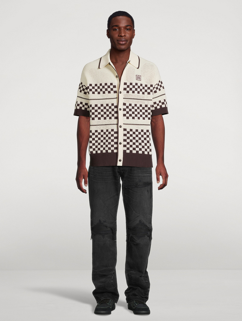 AMIRI Wool-Blend Checkered Mesh Shirt | Holt Renfrew