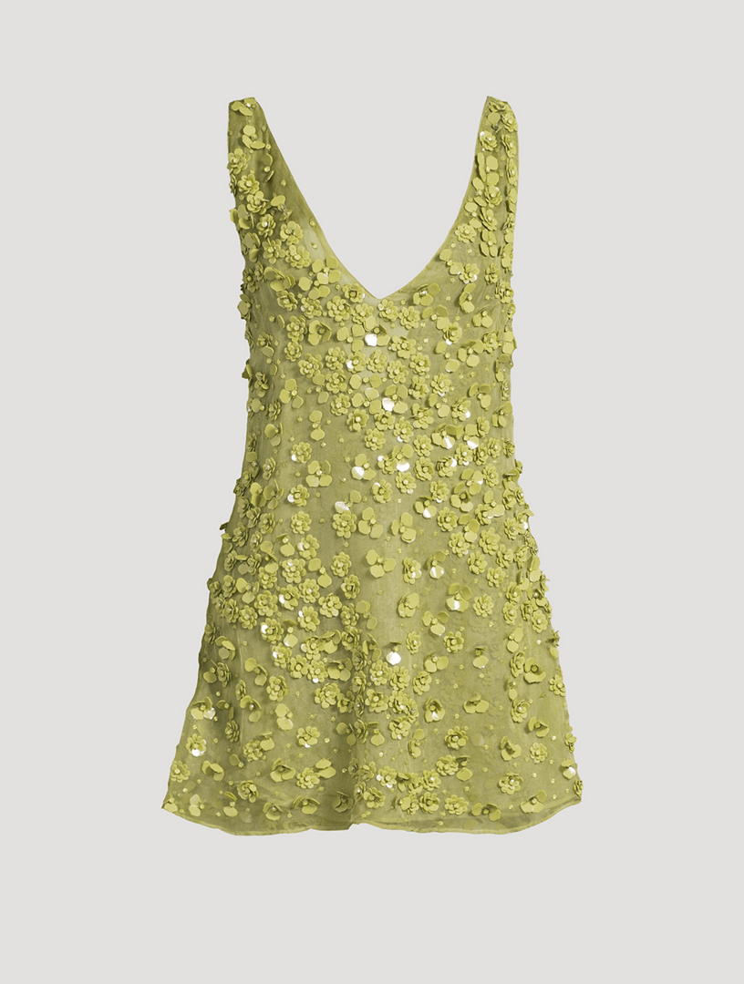 CULT GAIA Sapphira Floral-Embellished Silk Mini Dress | Holt Renfrew